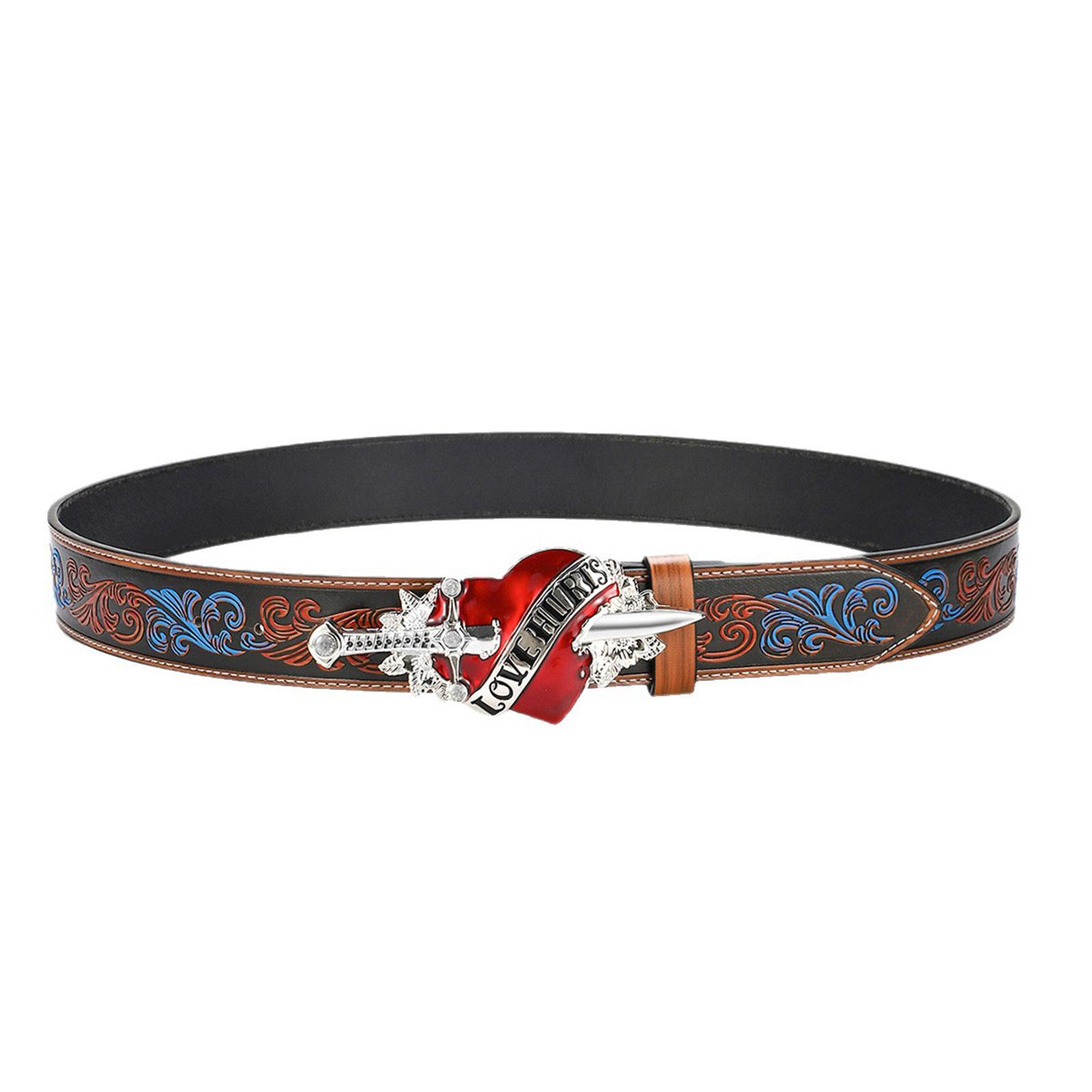 

Плетеные края Регулируемый женский ремень Винтажная ПУ кожа Акцент в виде сердца Богемный готический аксессуар 110 красный