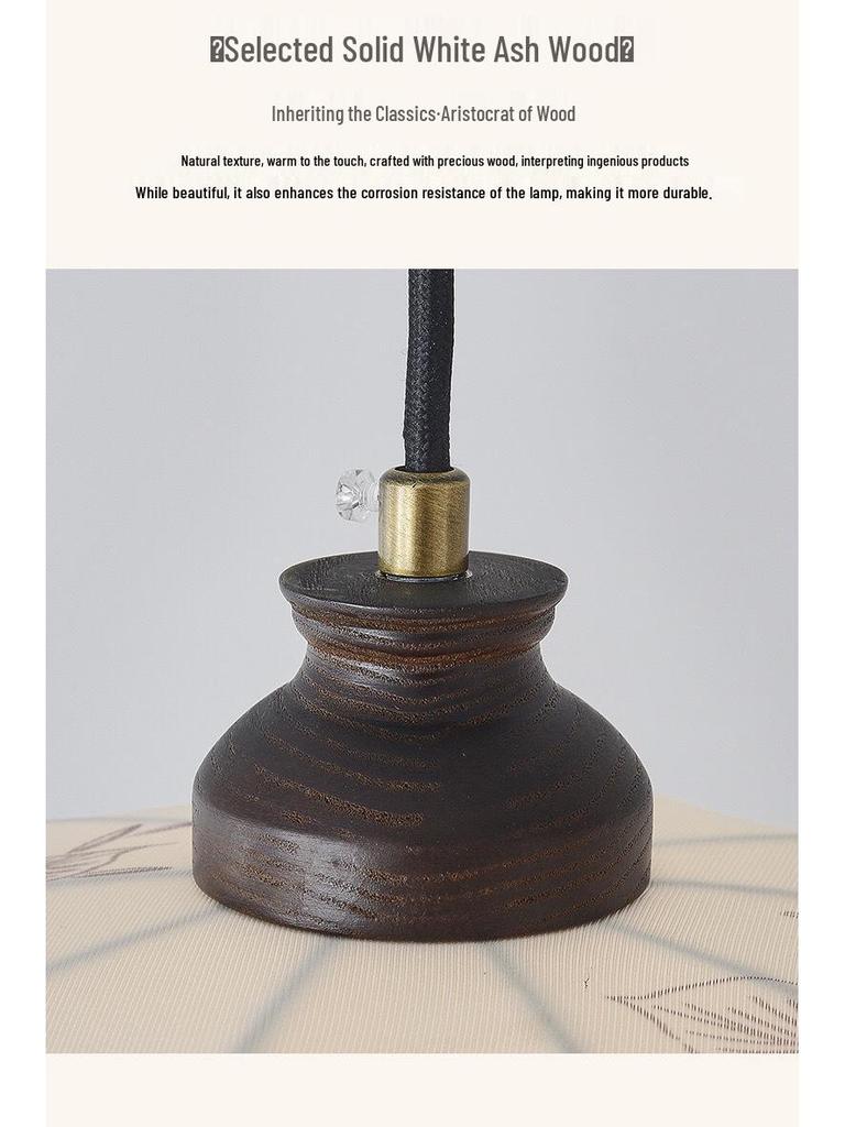 Retro American Wabi-Sabi Chandelier: French Vintage Wood & Fabric Lighting for Bar, Bedroom, or Closet