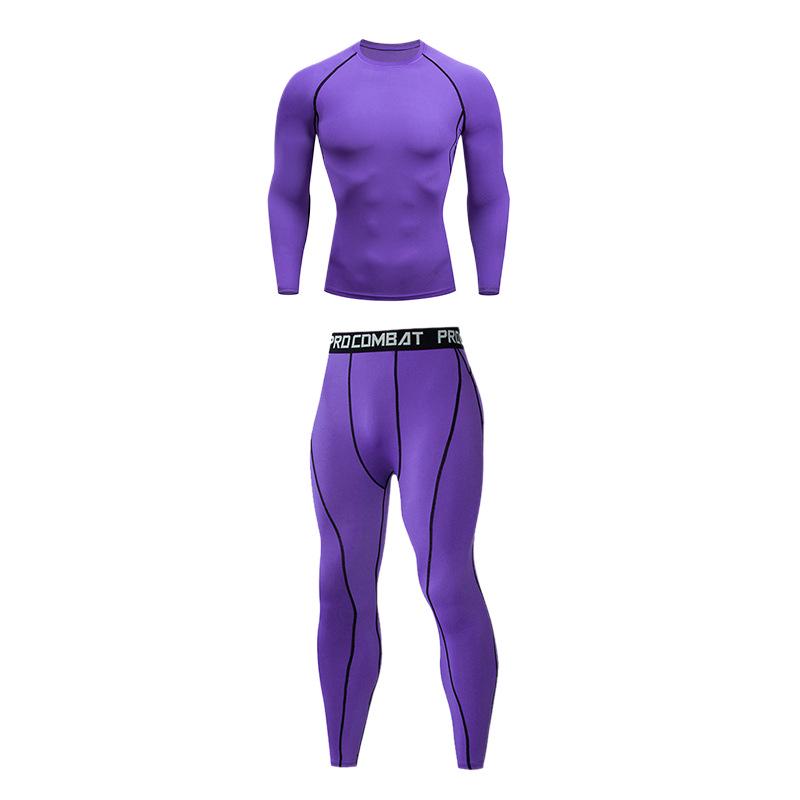 Men's Quick-Dry Sports Fitness Set: Breathable Long Sleeve Top & High Elastic Pants for Basketball, Running, Football & Training