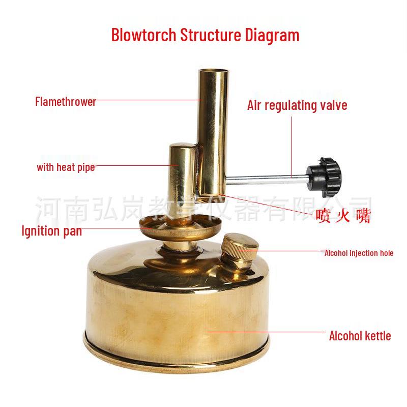 Wall-Mounted Full Copper Alcohol Blowtorch for Lab Heating Experiments