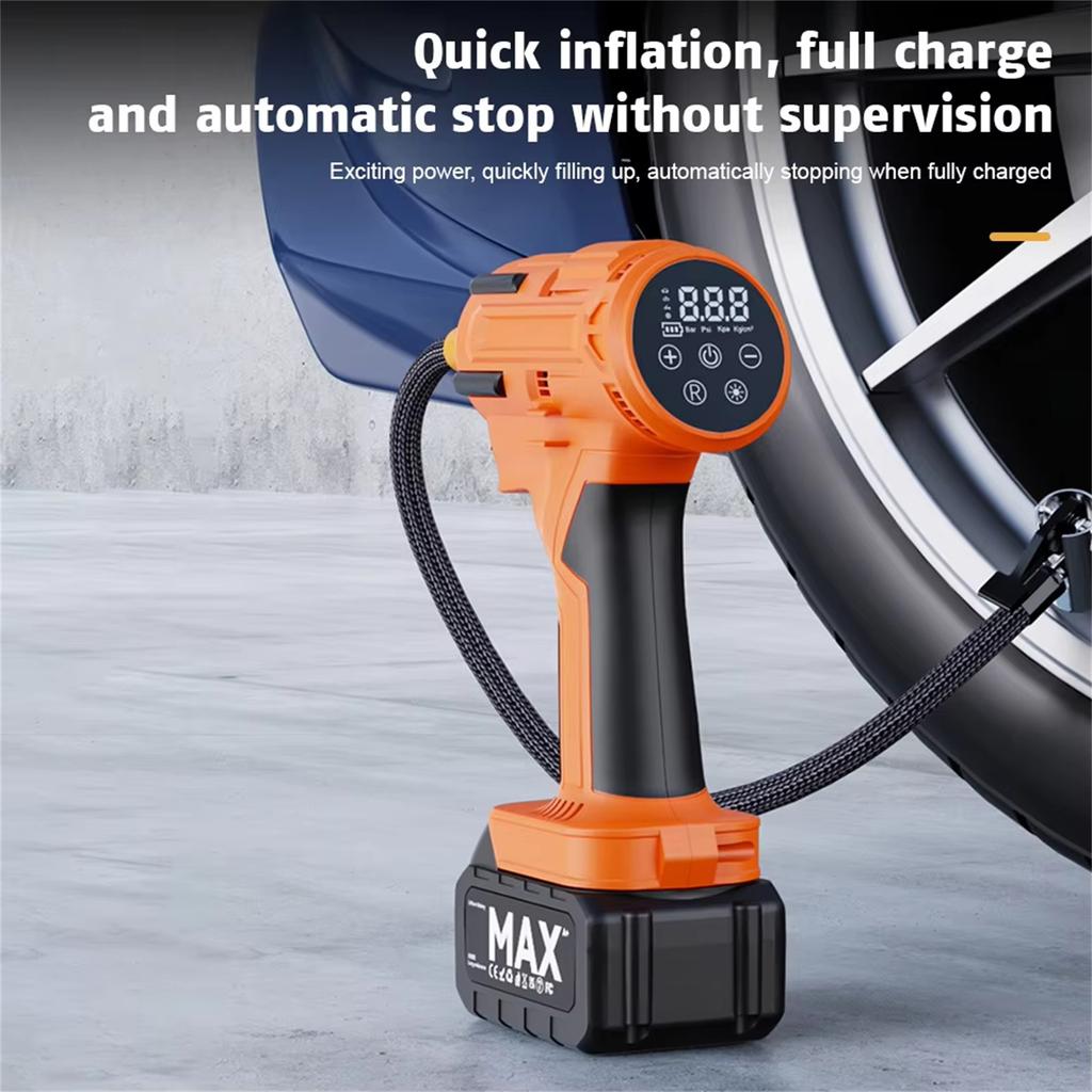 KeenPower Tire Inflator Compressor, 21V Cordless Car Tire with Rechargeable Li-ion Battery, 12V Car Power Adapter, Digital Pressure Gauge, Suitable