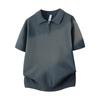 Solid Color Half Zipper Lapel Ice Silk Knitted Sweater POLO Shirt Men's Breathable Thin Short Sleeved T-shirt