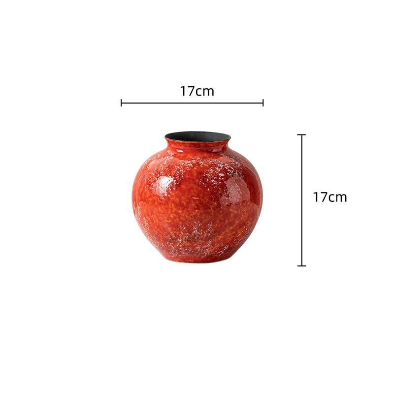 Ceramic Vase Red Porcelain Bottle The Kiln Turns Red Glaze Flower Vase Flower Arranger Terrarium Home Decoration Accessories