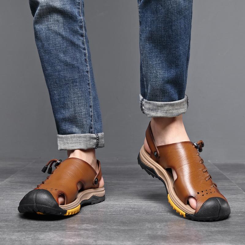 Fashion New Summer Beach Sandals 2024 Genuine Leather Men Shoes Summer New Large Size Men's Sandals Men Sandals Fashion Sandals Slippers