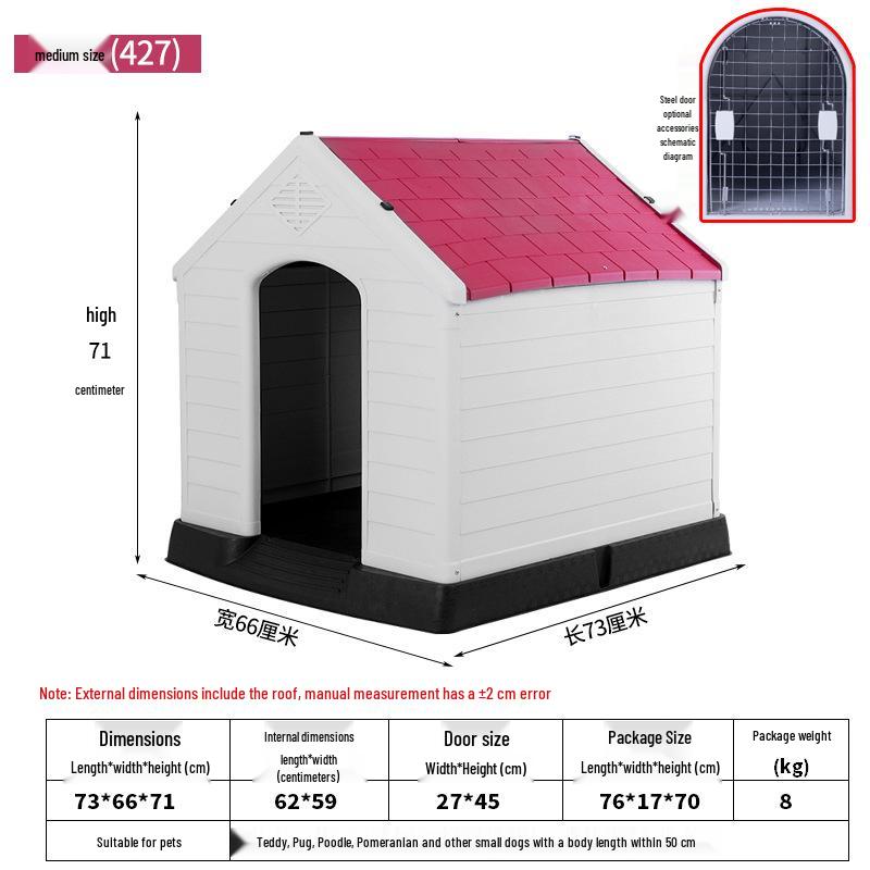 Golden Retriever Outdoor Plastic Dog House - Medium, Rainproof & Sunshade, Suitable for All Seasons.