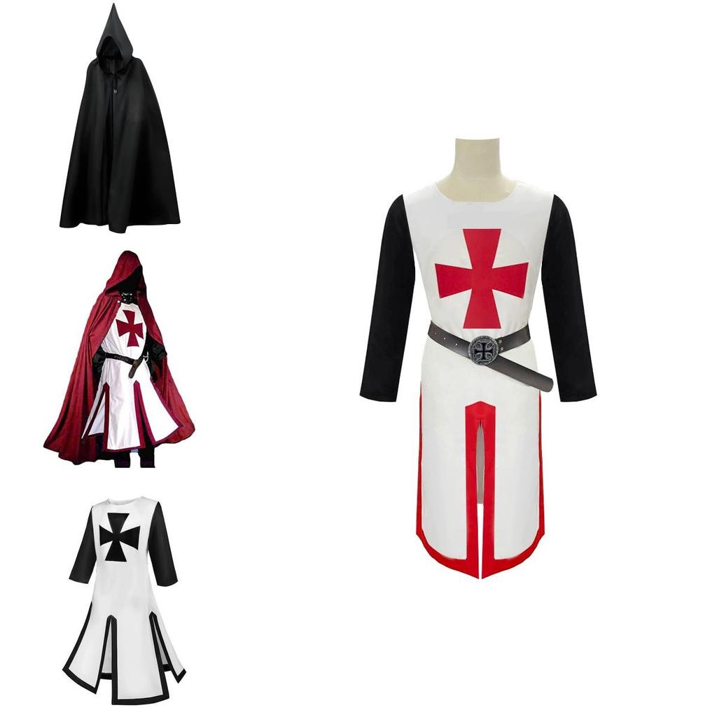 Halloween Knights Templar Outfit With Polyester Fabric And Split Design For Stage Shows