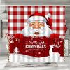 Cortina de Chuveiro de Natal, Boneco de Neve de Inverno Papai Noel Caminhão Rústico Floco de Neve Árvore de Natal Pássaro Vermelho Decoração de Banheiro