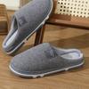 Gray Herringbone Patterned Retro-Style Flat Shoes with Plush Lining for Home Use, Available In Larger Sizes.