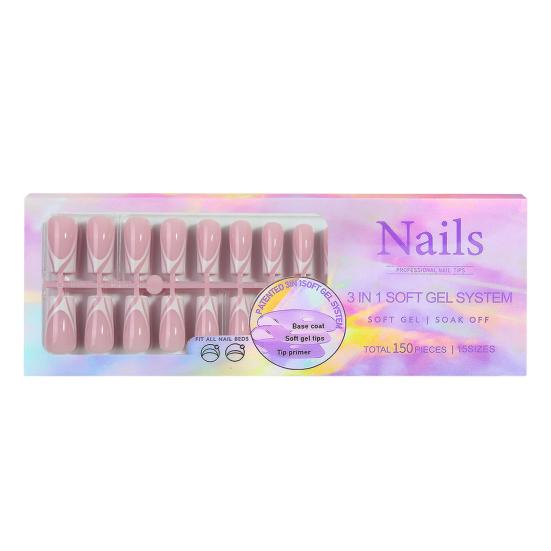 150PCS Nail Stickers, French Style Nail Polish Set, Versatile Multi-Sized Full Cover Smooth DIY Manicure, for Women Girls