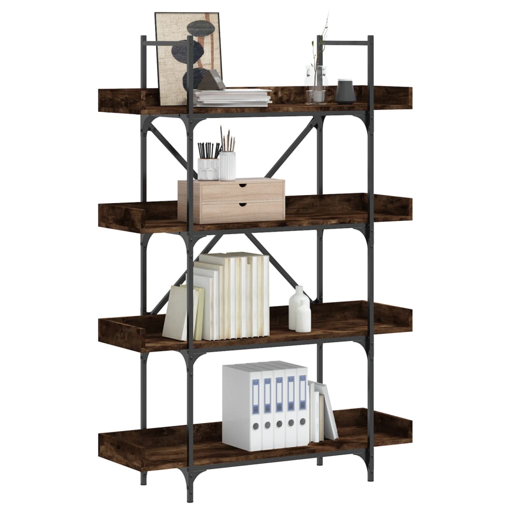 Bookshelf 4 Shelves Smoked Oak Finish 100 x 33 x 145.5 cm Engineered Wood
