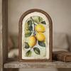 Vintage Framed Wall Art, Curved Wooden Floral Wall Art, Arched Wood Framed Wall Art, Rustic French Country Style Paintings for Bedroom