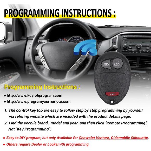 Key Fob Keyless Entry Remote Compatible with Chevy Colorado Venture, GMC Canyon, Pontiac Montana, Isuzu i-280 i-290 i-350 i-370, Hummer H3 H3T,