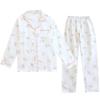Spring Korean version of small flower gauze pajama set, cotton small fresh cardigan lapel long-sleeved loungewear
