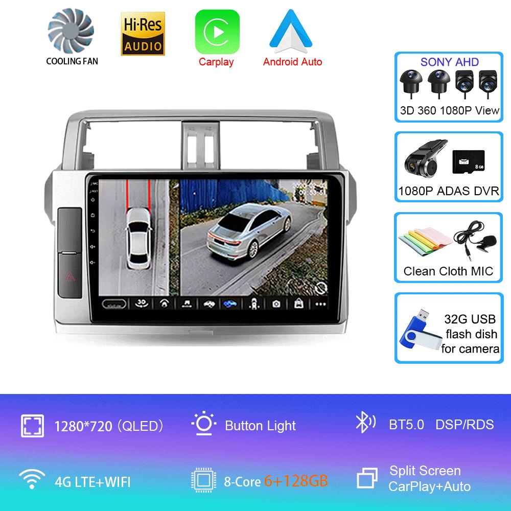 For Toyota Land Cruiser Prado 150 2013 2014 - 2017 Car Radio Android 14 Navigation Multimedia Player GPS WiFi+4G Video Carplay