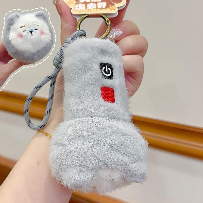 Cute Bold Jinnew Bear Luminous Flashlight Plush Keychain Pendant Kids For