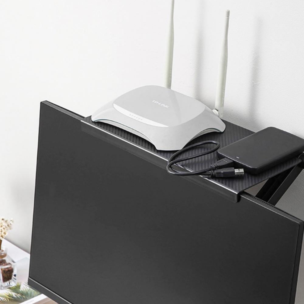 Living Art Tv Monitor Screen Monitor Riser Monitor Organiser Screen Top Shlef Black Plastics Screen Caddy Shelf Organiser Rack