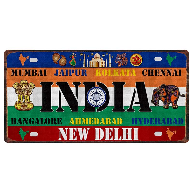 YZFQ Mexico Spain Metal Tin Sign Colombia USA Poster For Wall Restaurant Bar Home Decor 30X15CM Customizable DC-1512A