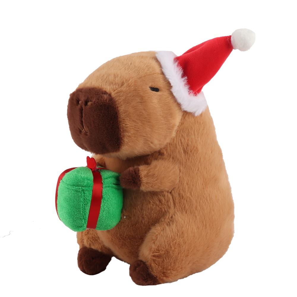 Kapibala Capybara Plush Toy Christmas Capibala Holding Gift Cute Exquisite Animal Stuffed Toy Christmas Tree House Xmas Decor