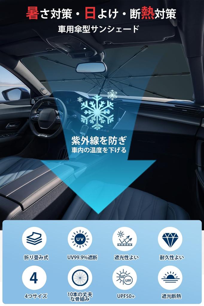 (2024 Improved Model) Car Sunshade, Umbrella Type, Foldable, Sun Shade, Front Shade, Heat Blocking,