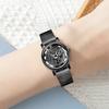 Unisex Watch Hollow Out Imitaion Mechanical Watch Solid Color Stainless Luxury Accurate Time Round Dial Adjustable Vintage Business Gift Couple Watch