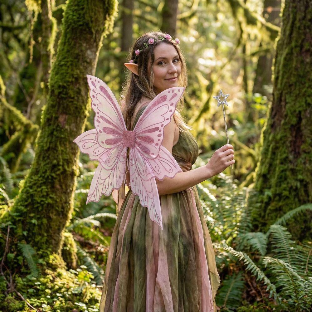 2026 Sparkling Large Fairy Wings Organza Adult Women Butterfly Fairy Wings Princess Fairy Wing for Cosplay Dress Up
