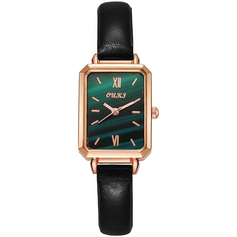 Women's Quartz Wristwatches Rectangle Ladies Fashion Green Clock Top Luxury Gifts Watches for Wife, Family, Friend