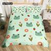 Duvet Cover Cartoon Mushroom Frog Cute Frog Duvet Cover for Kids Boys Girls Natural Wild Fungus Comforter Cover Pink Mushroom