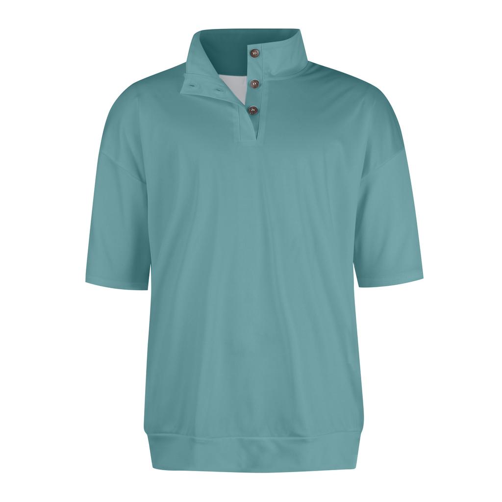 Letní pánská košile s krátkým rukávem na knoflíky se stojáčkem, ležérní módní top