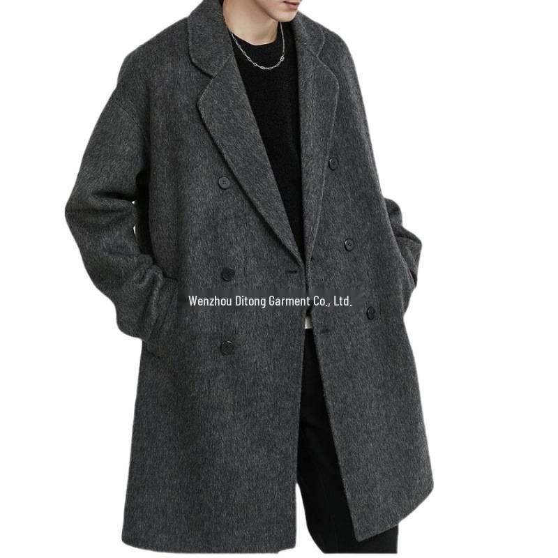Men's Mid-Length Double-Sided Wool Coat: New Stylish Thickened Korean Winter Design