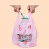 50pcs Disposable Peach Fruit Pattern Hand Bag Packaged Flower Takeaway Bags Snack Double Ear Plastic Vest Handle Shopping Pouch