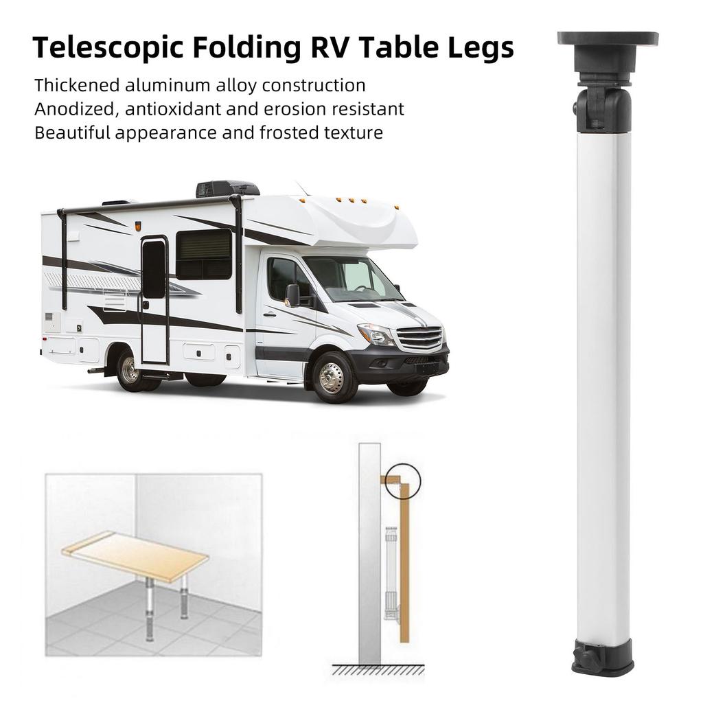 Telescopic Bar Desk Leg Space Saving Aluminum Alloy 20.3-30.3in Adjustable Height RV Foldable Table Leg for Travel Trailer