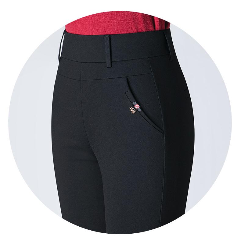 Women's Cotton-Blend Stretch Slimming Pants - Plus Size, Straight-Leg, Spring/Autumn 2025