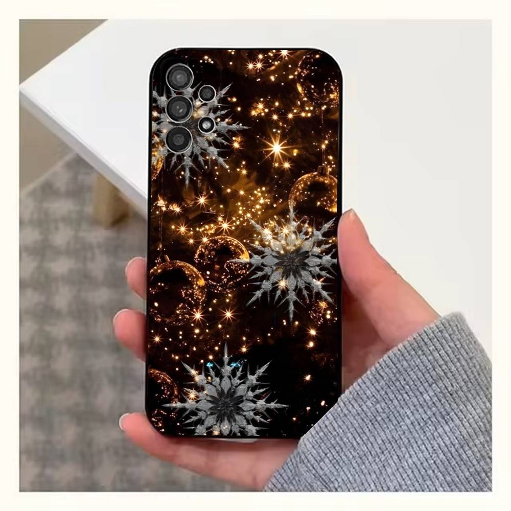 Christmas Snowflakes Art Case For Samsung S25,S24,S23,S22,S20,S21,S10,Ultra,Plus,Lite,FE,Soft Silicone Black Cover