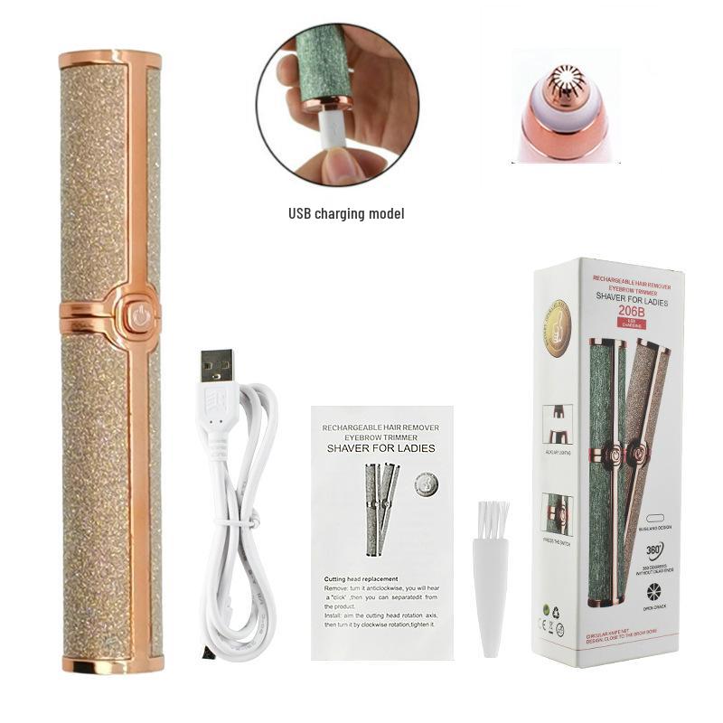 2-in-1 Electric Lipstick & Eyebrow Trimmer with USB Charging