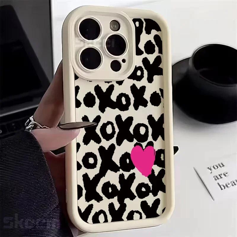 Black Lips Kiss Print Soft Silicone Phone Case For iPhone 15 Pro Max 16 14 13 12 11 Pro Max 7 8 Plus X XS XR Shockproof Cover