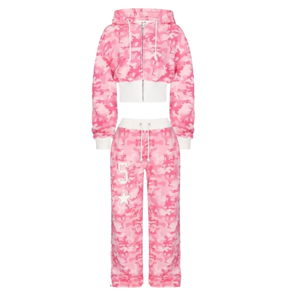 STREETRICH Fashion Y2K Camouflage Hooded Two Piece Sets Women Zipper Long Sleeve Crop Top and Pants Outfits Autumn 2pcs Streetwear