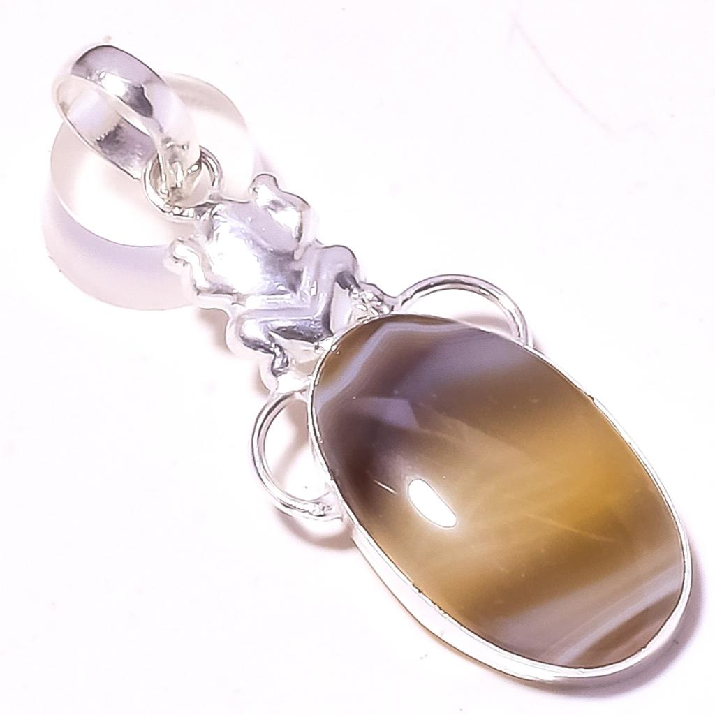 Montana Agate Gemstone Handmade Ethnic Wedding Gift Jewelry Pendant 1.8" D0Q81