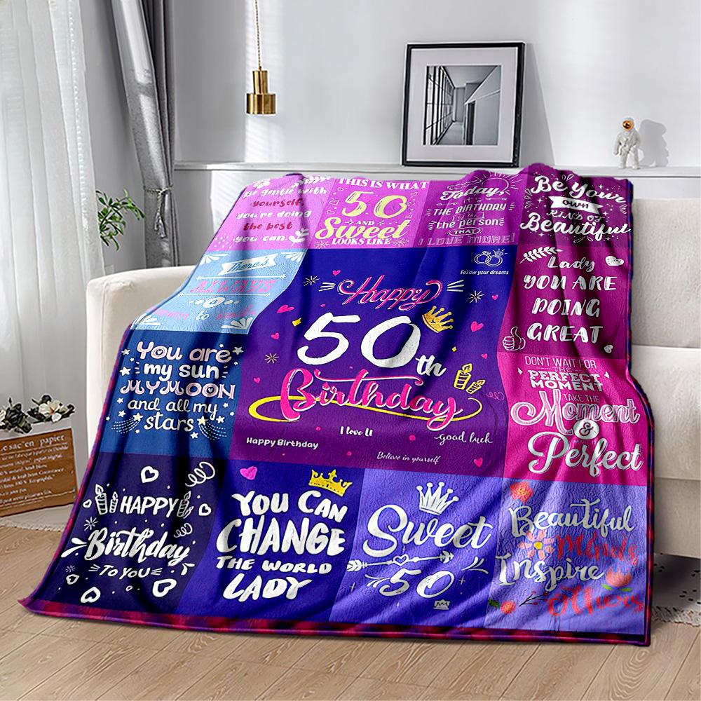 Happy 50th Birthday Celebration flannel,Lightweight,Flannel Blanket,Comfortable Blanket, Sofa Blanket, Gift blankets,Holiday Gift Blanket Blankets