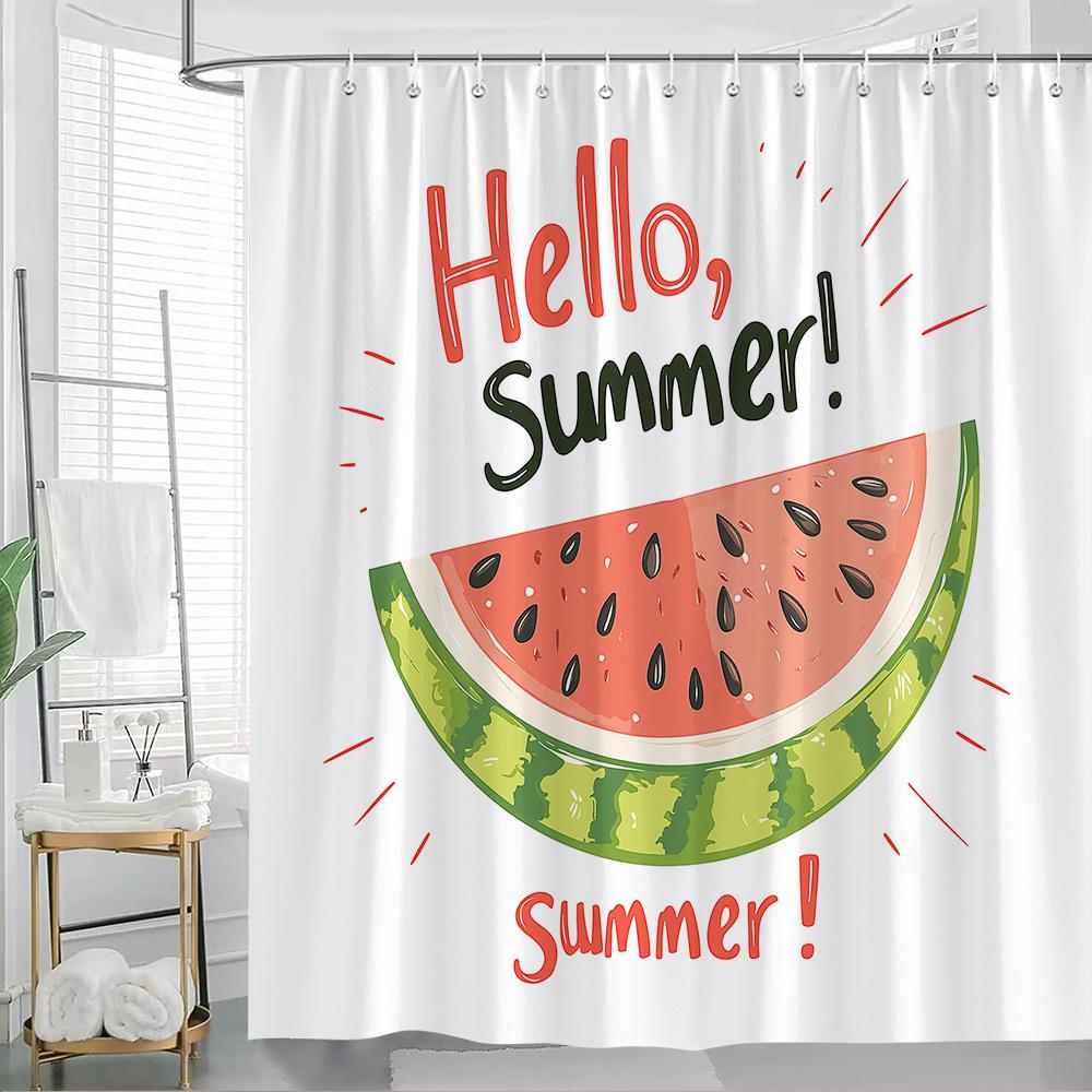 

Watermelon Slice Illustration Shower Curtain 1Pc With 12 Hooks For Bathroom Home Decor Polyester 2D Flat Print 70.8X70.8 Inch W60H190(CM)-1 Pcs