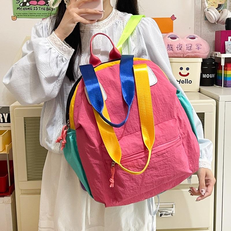 Color Block Rucksack Große Kapazität Umhängetasche