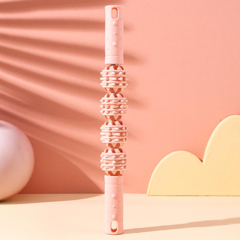 

4 Ball Massage Stick Roller Calf Muscle Cervical Neck Shoulder Back Relaxer Yoga Wolf Teeth Muscles Relaxation Fitness