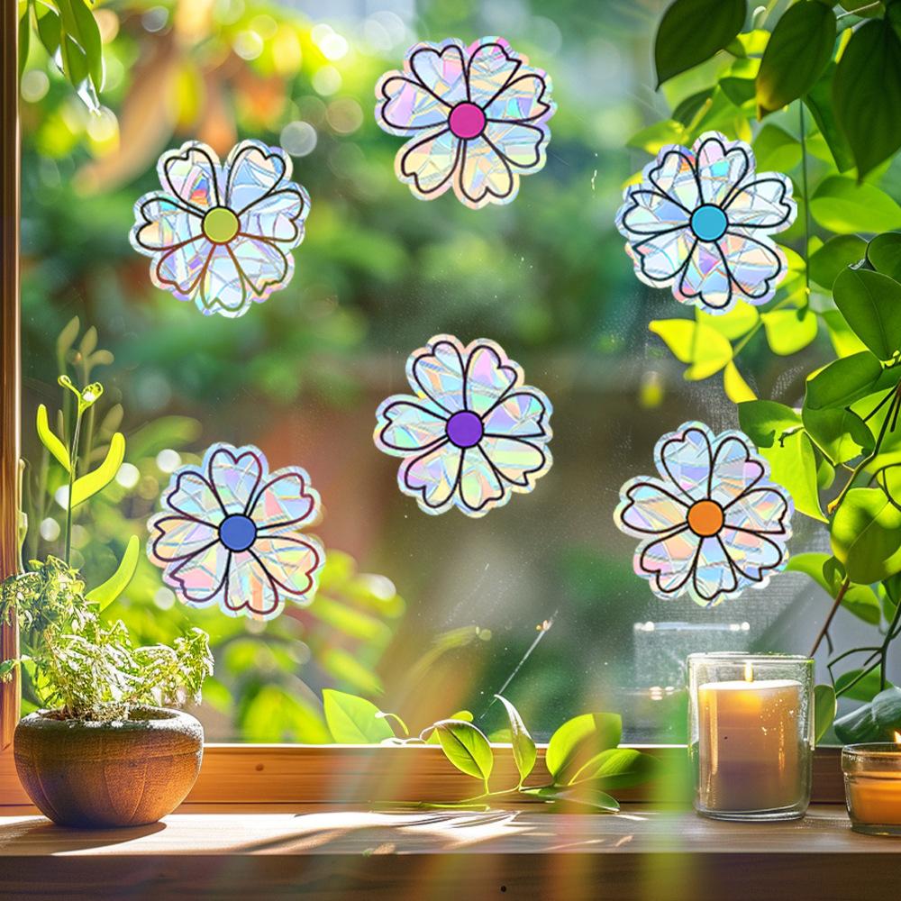 Simple and Colorful Small Flower Stickers for Home Beautification and Decoration of Glass Windows