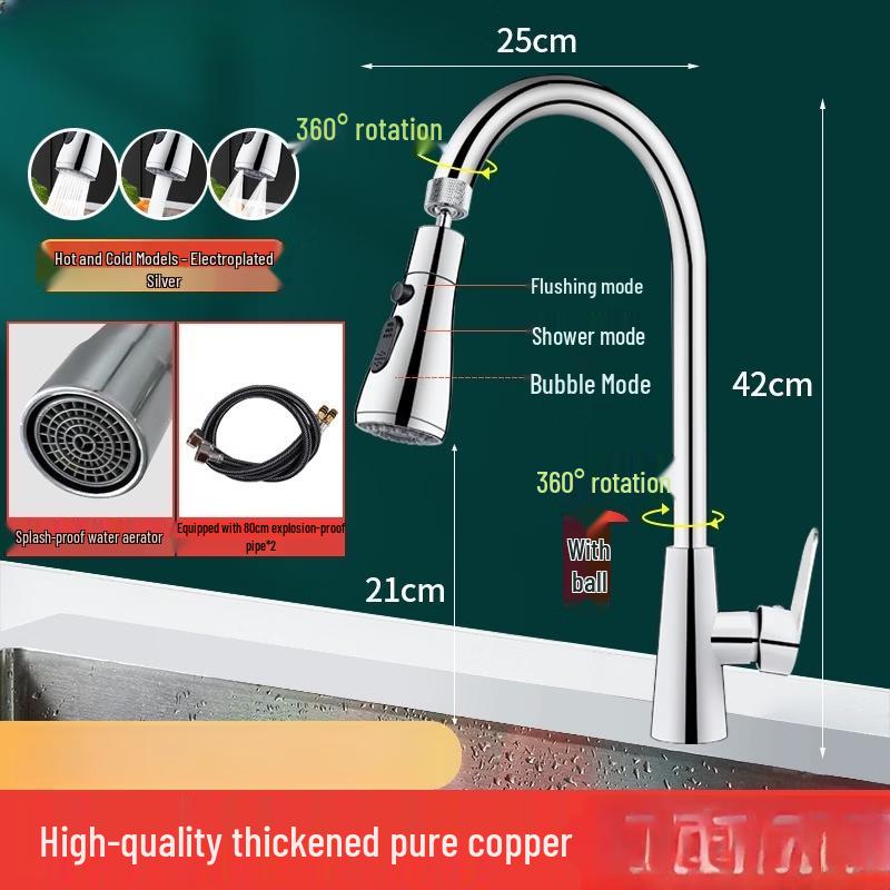 Single-Handle Hot Cold Copper Kitchen Faucet