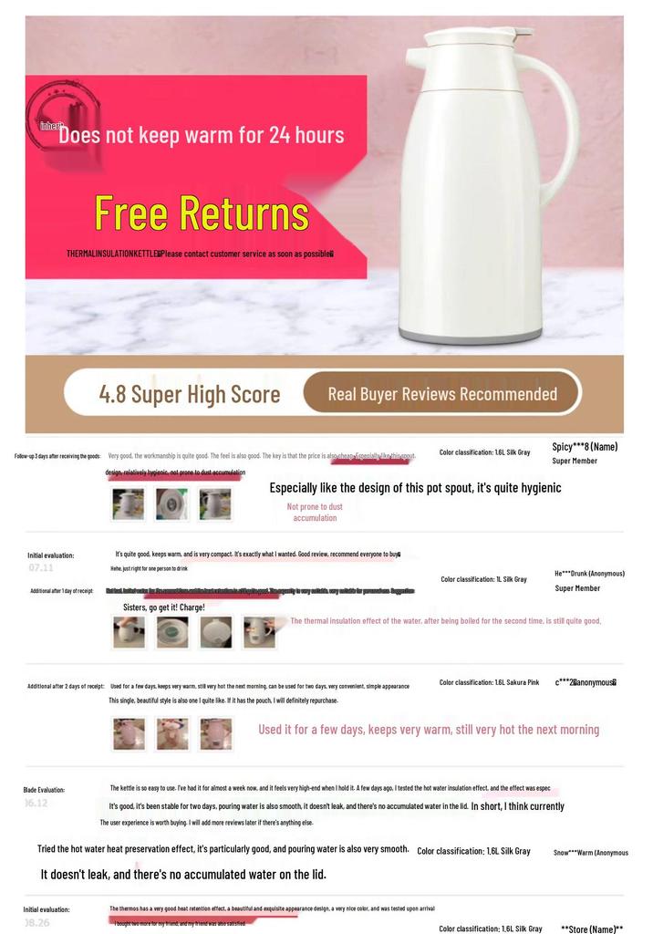 Large Capacity Thermos Flask - Ideal for Dorms and Home, Keeps Water Hot, Also Functions as a Small Teapot