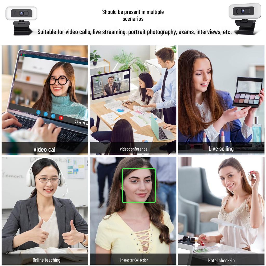 B21 4K USB Camera with Fill Light for Streaming & Conferences