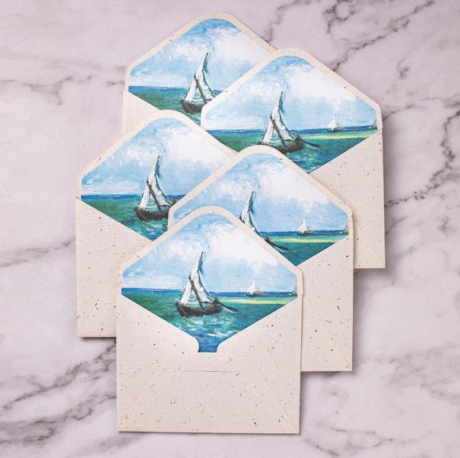 10 pcs/batch 17.5 * 12.5cm exquisite vintage Van Gogh oil paintings, small and fresh, high-end plant-based, forest lace lining