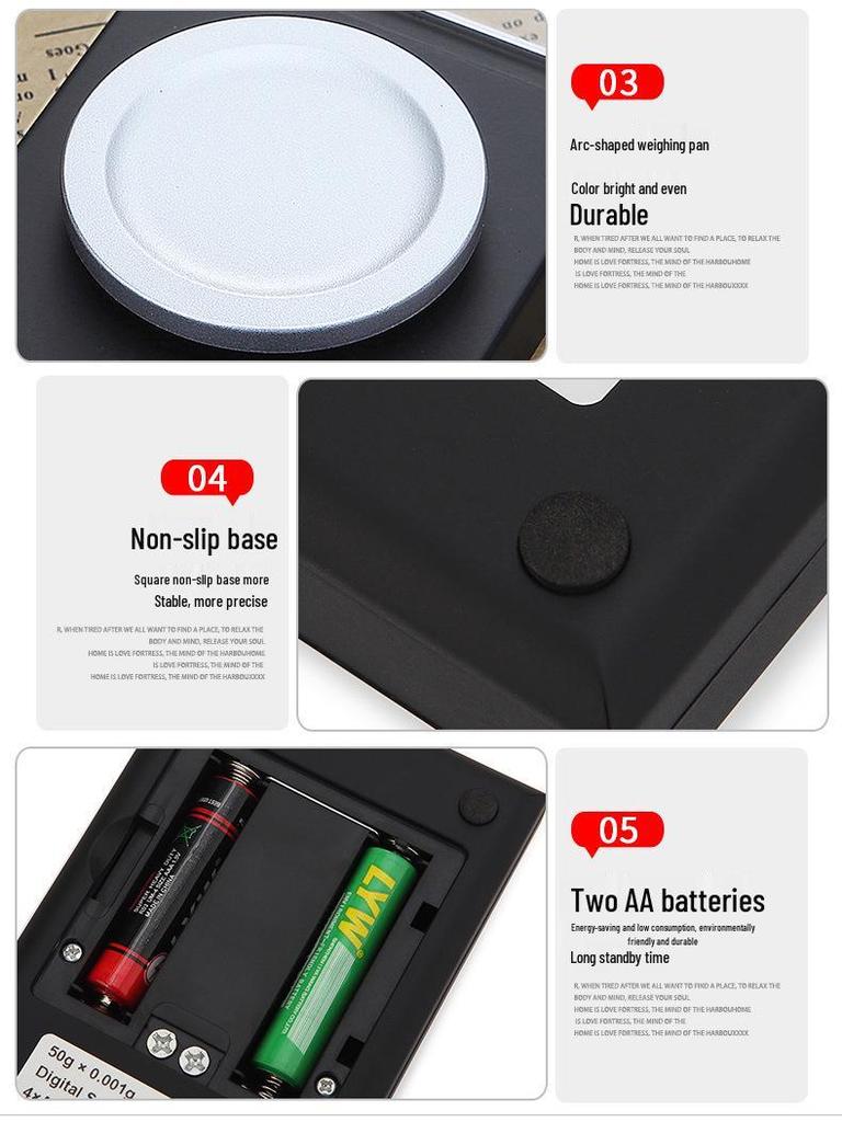 Portable Mini Kitchen & Jewelry Scale, 0.001g Precision Electronic Balance for Carats & Grams