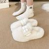 Baotou half slippers women's wear 2025 autumn and winter new Internet celebrity muffin thick bottom fluffy slippers foreign style warm cotton mop