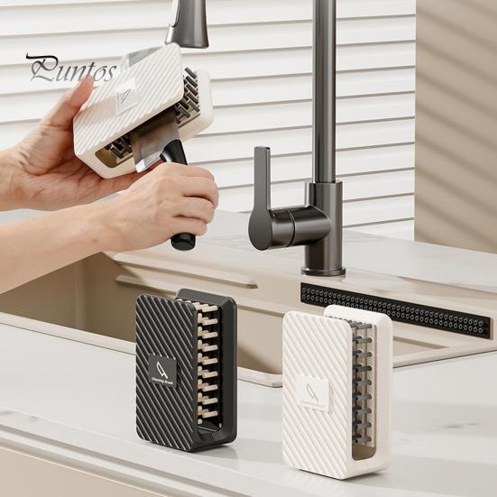 Kitchen Cutter Cleaner Double Sided Scrubber, Wall Mount with Adhesive Backing Design, Hands Cleaning Tool Free Tool, for Fruit Western-Style