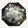 1pc Elegant White Floral Bouquet Umbrella with Plastic Handle,Suitable for All Seasons Home Travel Outdoor UmbrellaB1809